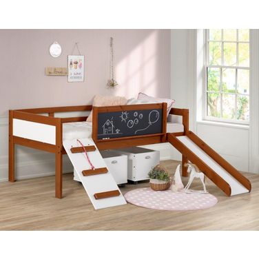 Twin Art Play Junior Low Loft With Toy Boxes In Espresso Finish