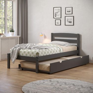 Twin Econo Bed With Trundle In Dark Grey Finish