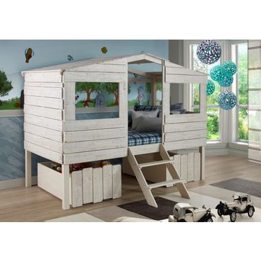 Twin Tree House Loft Rustic Sand W-Drawers