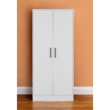Modern 2-Piece Nightstand and Armoire Furniture Set In White