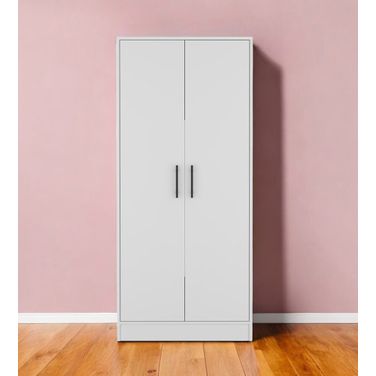 Modern 2-Piece Armoire and Nightstand Furniture Set In White