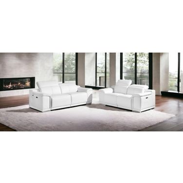 Two Piece Indoor Italian Leather Five Person Seating Set In White