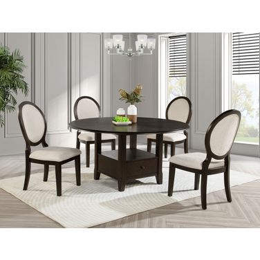 Twyla Round Dining Set In Dark Cocoa