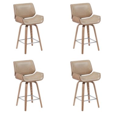 Tyler Counter Height Swivel Bar Stool Set of 4 In White Wash and Vintage Brown