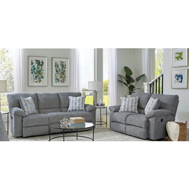 Tyler Power Reclining Living Room Set In Stonewash