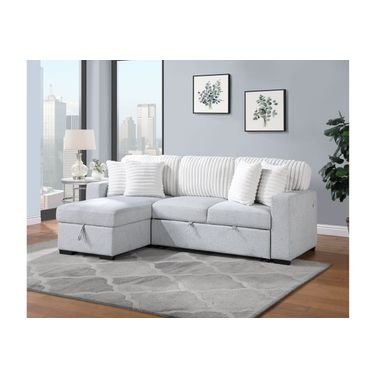 U0204 Reversible Pull Out Sofa Bed In White and Light Grey
