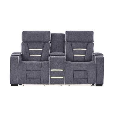 U1895 Power Console Reclining Loveseat with IS and LED In Dark Grey