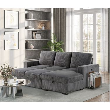U2660 L Sectional with Pullout In Grey