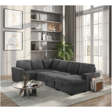 U2660 Sectional with Pull Out In Grey