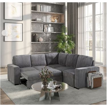U2660 Sectional without Chaise and with Pullout In Grey