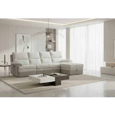 U3822 Sectional with Pullout Bed and USB In Light Grey