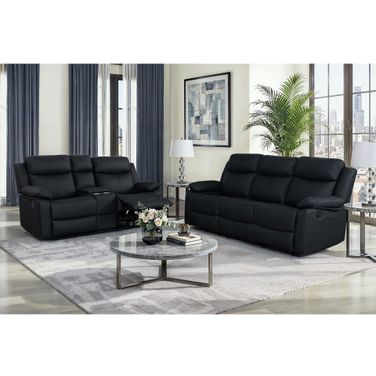 U6026 PU Reclining Living Room Set with LED In Black