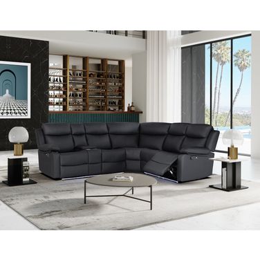 U6026 PU Right Arm Facing Sectional with LED and Speaker In Black
