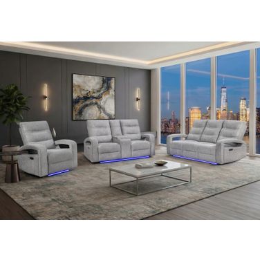 U6611 Power Reclining Living Room Set with LED In Dark Grey