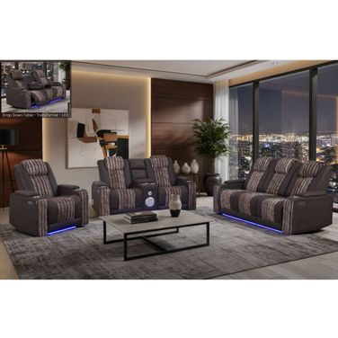 U8000 Power Reclining Living Room Set with Reading Light and LED Light In Brown