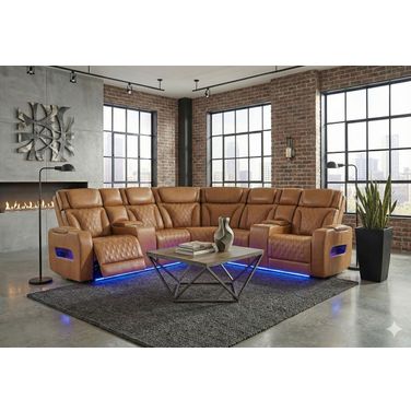 U8611 Sectional with Power Headrest and Speaker In Camel