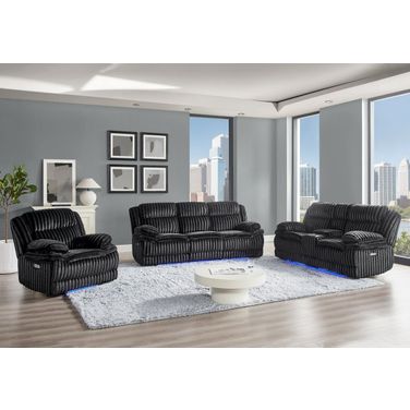 U8686 Power Reclining Living Room Set In Black
