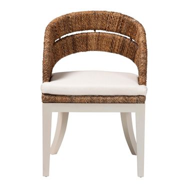 Ubud Mahogany Wood Dining Chair In Natural Seagrass