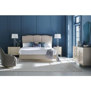 Un-Deux-Trois Stylized Rose Upholstered Panel Bedroom Set