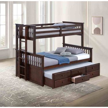University Twin Over Full Bunk Bed In Dark Walnut