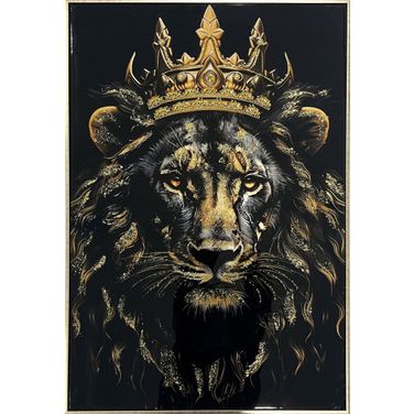 Untamed Crowned Noir I - 36" x 24" - Gloss Canvas with Glitter In Black and Gold