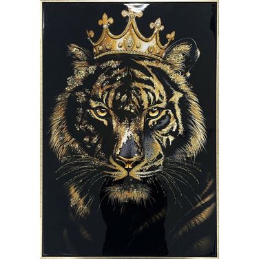 Untamed Crowned Noir II - 36" x 24" - Gloss Canvas with Glitter In Black and Gold