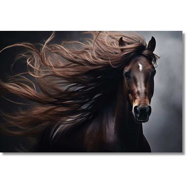 Untamed Dynamic Horse Portrait Frameless Tempered Glass Wall Art In Multi