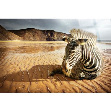 Untamed Striped Respite - 40" x 60" - Tempered Glass with Foil In Black and Tan