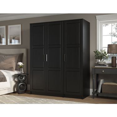 Urban 3-Door Wardrobe Armoire with Raised Panel Doors In Black