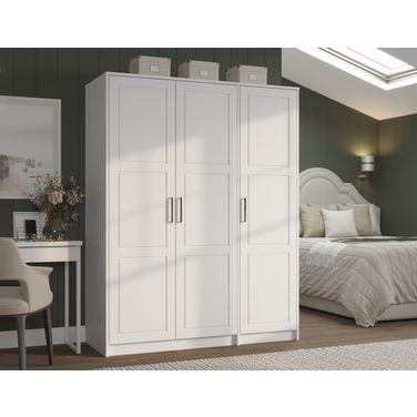 Urban 3-Door Wardrobe Armoire with Raised Panel Doors In White