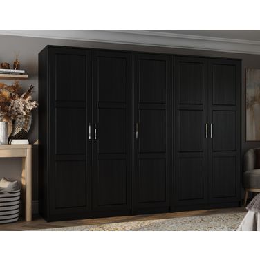 Urban 5-Door Wardrobe with Raised Panel Doors In Black