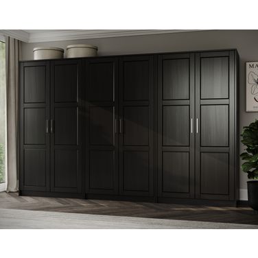 Urban 6-Door Wardrobe with Raised Panel Doors In Black
