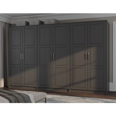 Urban 6-Door Wardrobe with Raised Panel Doors In Gray