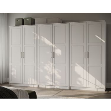 Urban 6-Door Wardrobe with Raised Panel Doors In White