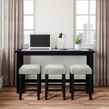 Urban Icon 66 Inch 4 Piece Counter Height Dining Table Set with USB Charging In Black