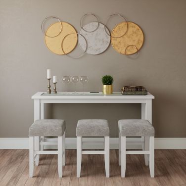 Urban Icon 66 Inch 4 Piece Counter Height Dining Table Set with USB Charging In White