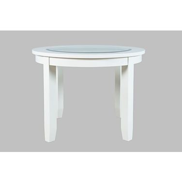 Urban Icon 42 Inch Round Glass Inlay Dining Table In White