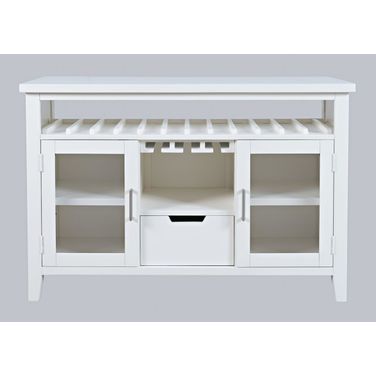 Urban Icon 48 Inch Buffet Server with Wine Rack and Stemware Rack In White