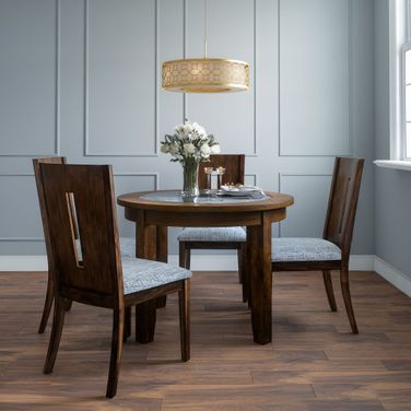Urban Icon 42 Inch Round 5 Piece Dining Set with Upholstered Chairs In Merlot