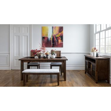 Urban Icon 66 Inch 4 Piece Dining Set with Upholstered Chairs and Bench In Merlot