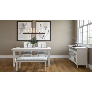 Urban Icon 66 Inch 4 Piece Dining Set with Upholstered Chairs and Bench In White