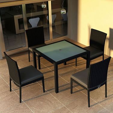 Urbana 5 Piece Dining Set In Canvas Charcoal and Coffee Bean