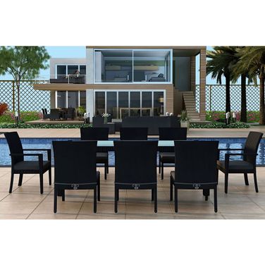 Urbana 9 Piece Dining Set In Canvas Charcoal and Coffee Bean