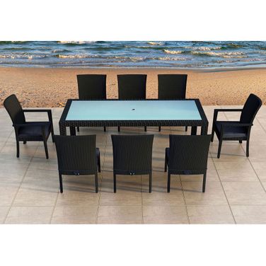 Urbana 9 Piece Dining Set In Spectrum Indigo and Coffee Bean