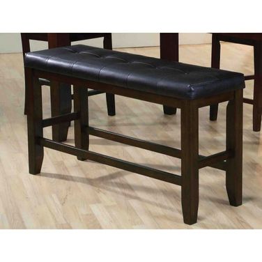 Urbana Counter Height Bench In Black Synthetic Leather and Espresso