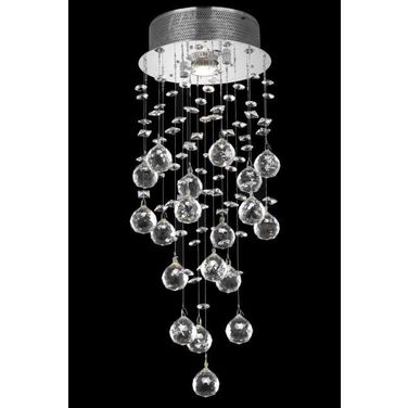 Galaxy 8" Chrome 1 Light Flush Mount With Clear Royal Cut Crystal Trim