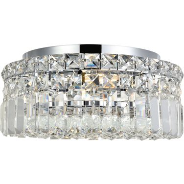 V2030F12C/RC Maxime 12" Chrome 4 Light Flush Mount With Clear Royal Cut Crystal Trim