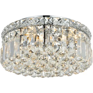 V2030F14C/RC Maxime 14" Chrome 4 Light Flush Mount With Clear Royal Cut Crystal Trim