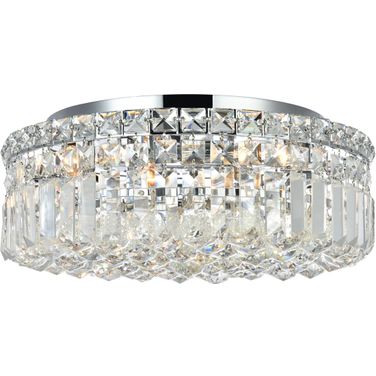 V2030F16C/RC Maxime 16" Chrome 5 Light Flush Mount With Clear Royal Cut Crystal Trim