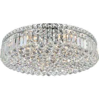V2030F24C/RC Maxime 24" Chrome 9 Light Flush Mount With Clear Royal Cut Crystal Trim